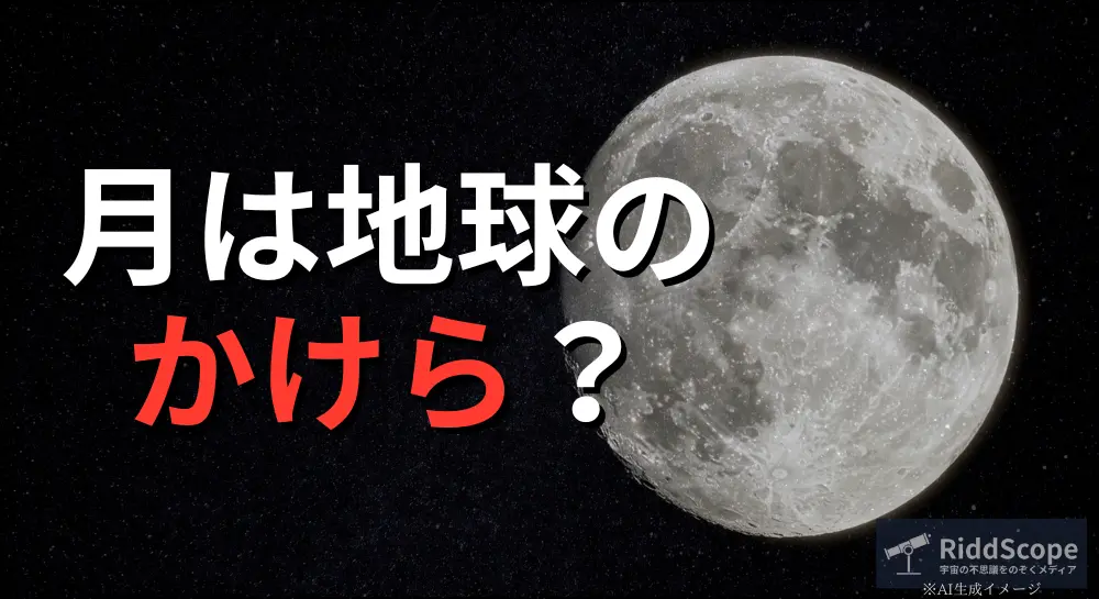 「月の裏側には何がある？」という問いかけが書かれたRiddScopeのアイキャッチ画像。暗い背景に浮かぶ月の裏側が印象的に描かれている。